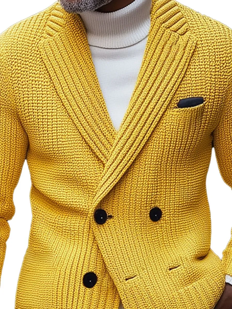 【24-hour shipping】Men's Lapel Double-Breasted Knitted Cardigan Blazer