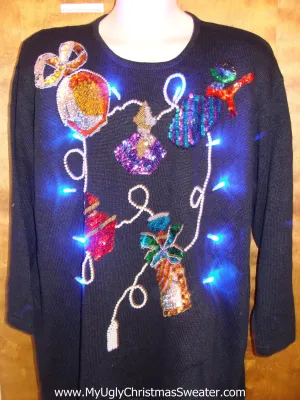80s BLING Retro Ugly Christmas Sweater with Lights