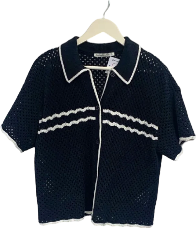Abercrombie & Fitch Black Open Knit Short Sleeve Cardigan XL