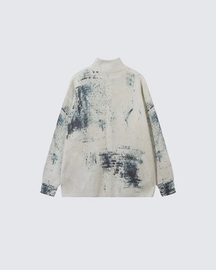 Abstract Print Knitted Jacket