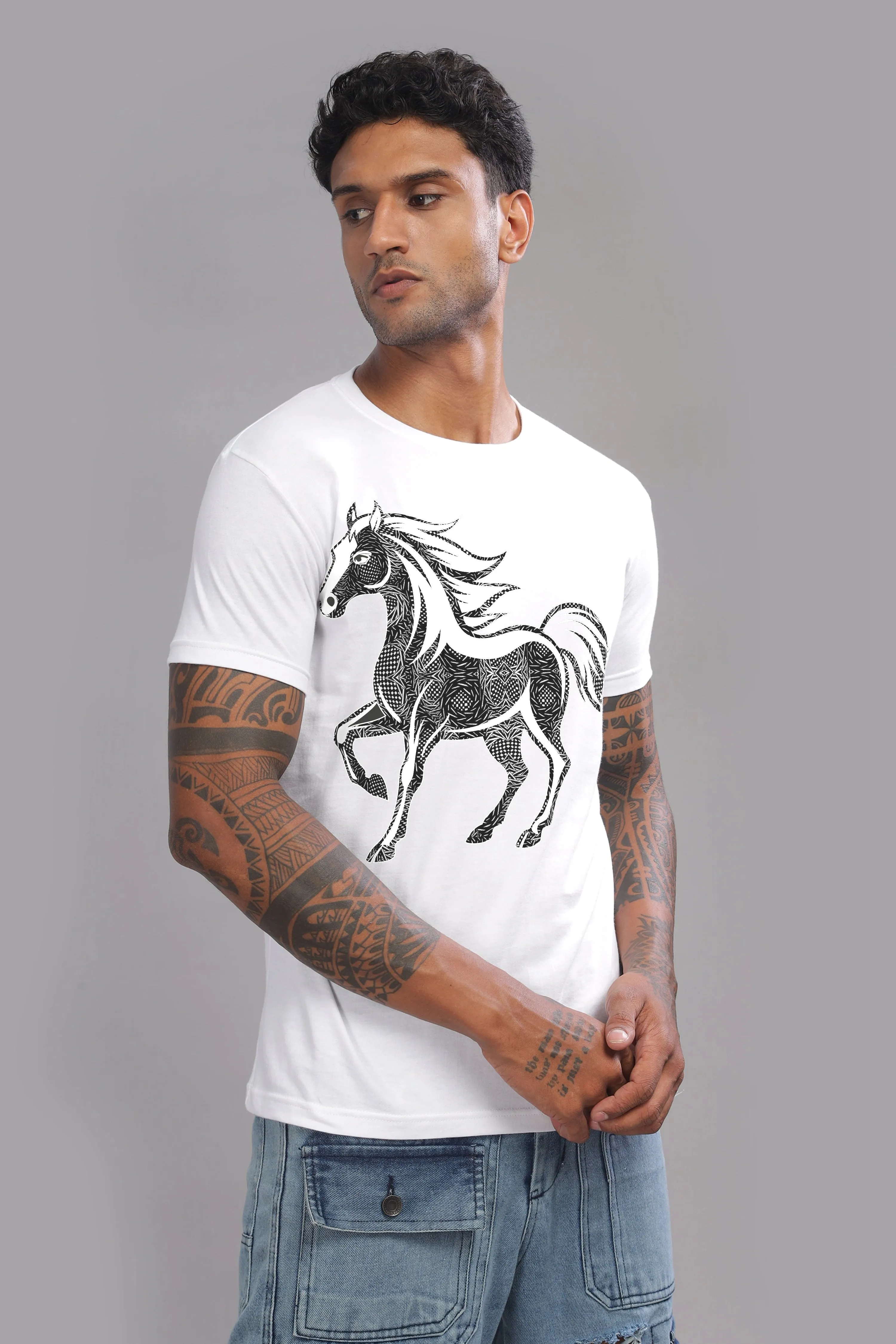 Abstract Rider Unisex T-Shirt - 100% Cotton Crewneck Half Sleeve