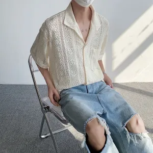 Advbridge 90s fashion men Summer Hollow Lace Artistic Shirt Men's and Women's Niche Light Luxury Breathable Thin Holiday Style Casual Shirt