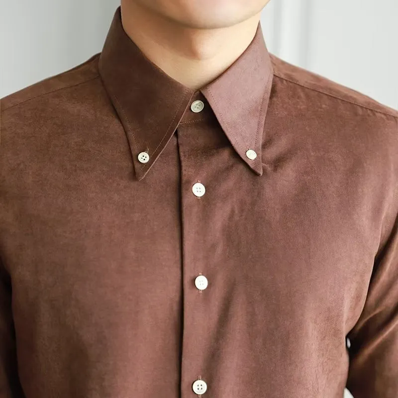Advbridge men’s fashion Elegant Standard Men's New Spring Trendy Harajuku Solid Color Artistic Lazy Trendy Shirt Long Sleeve Youth Popular Square Collar
