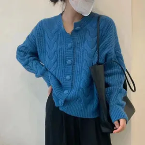 Aiertu datenight fall outfits Korean Style Simple Artistic Thickened Twist Knitted Cardigan Early Autumn Korean Style Soft Milk Style Loose Sweater Coat Fashion