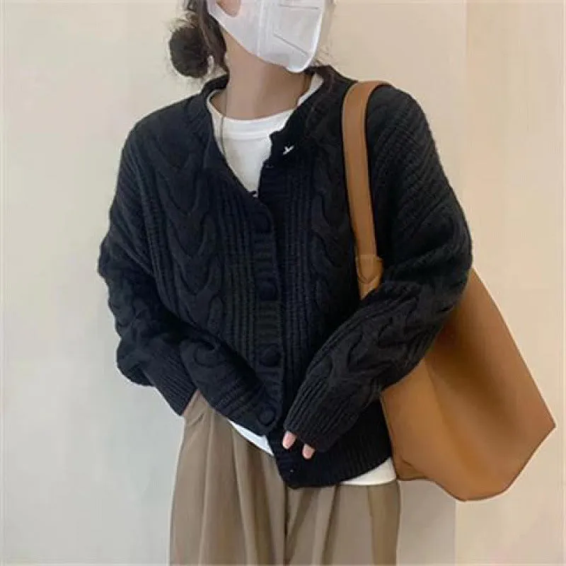 Aiertu datenight fall outfits Thickened Twist Cardigan Early Autumn Korean Style Soft Milk Style Loose Sweater Coat Fashionable Knitted