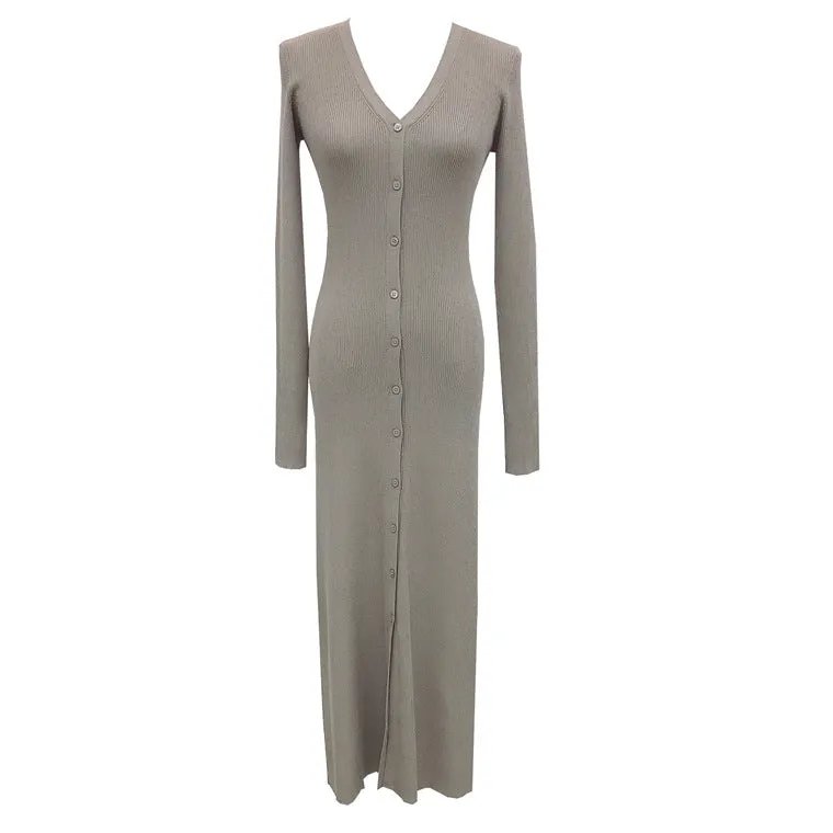 Aiertu leapord halloween outfit Autumn and Winter Deep V Leader Opening Hole Slim Slimming Paper Piece Cardigan Inner Dress