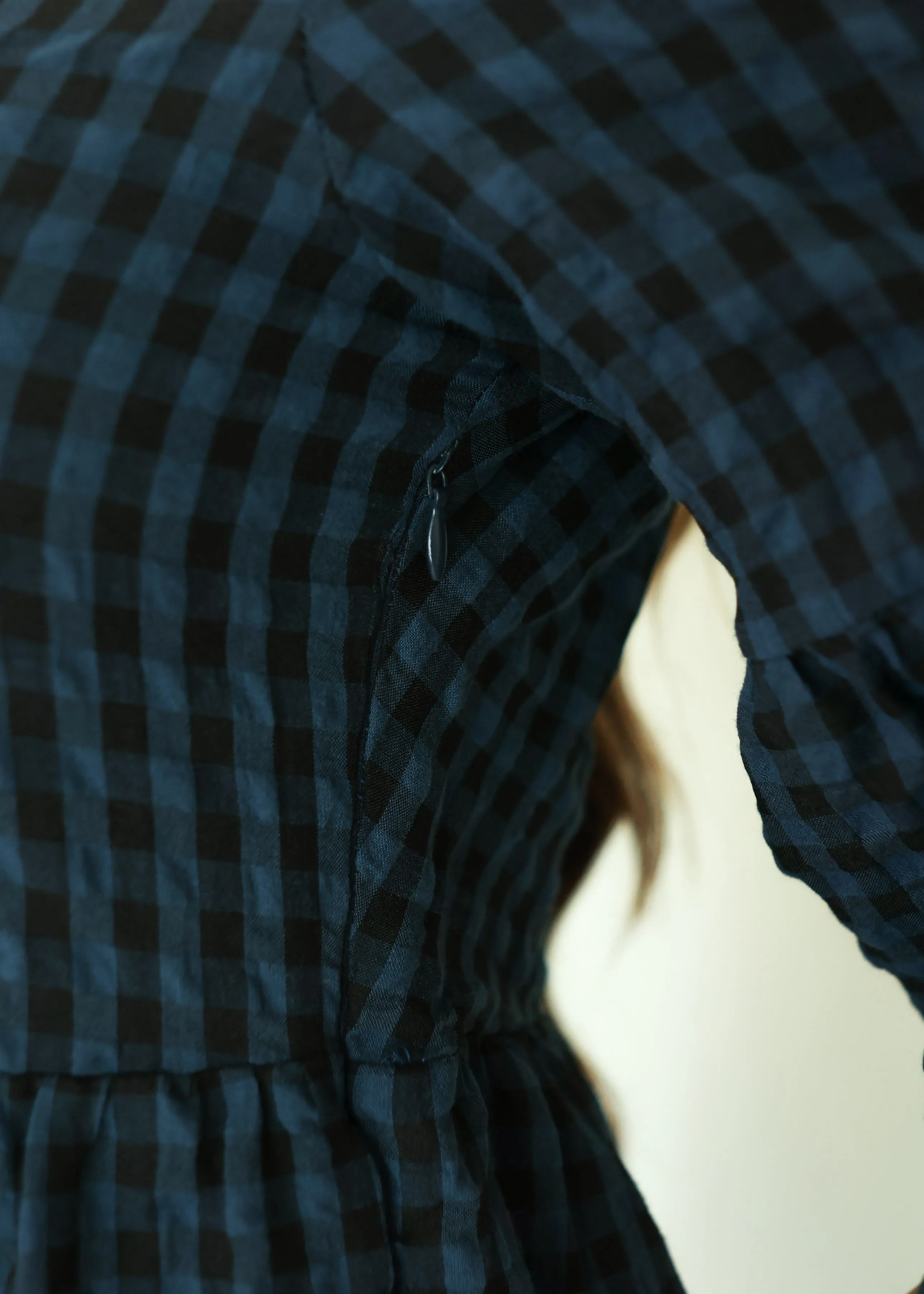 Ajara Blue Plaid Button Dress