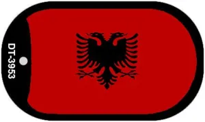 Albania Flag Scroll Metal Novelty Dog Tag Necklace DT-3953