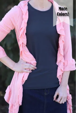 April Ruffled Cardigan | ¾ Length Sleeves