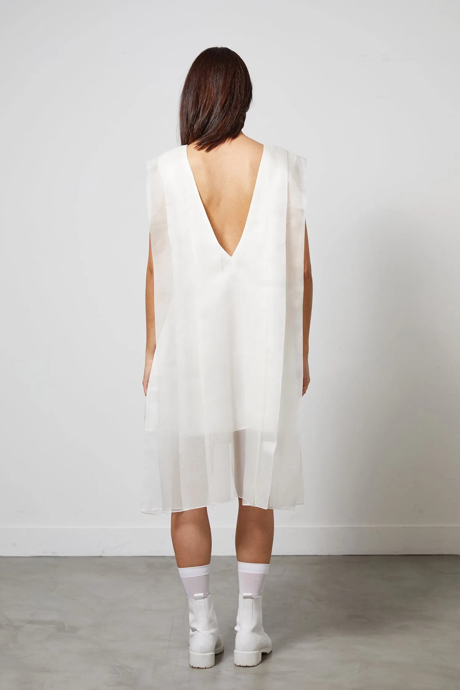 ART DECO white - silk pleated dress