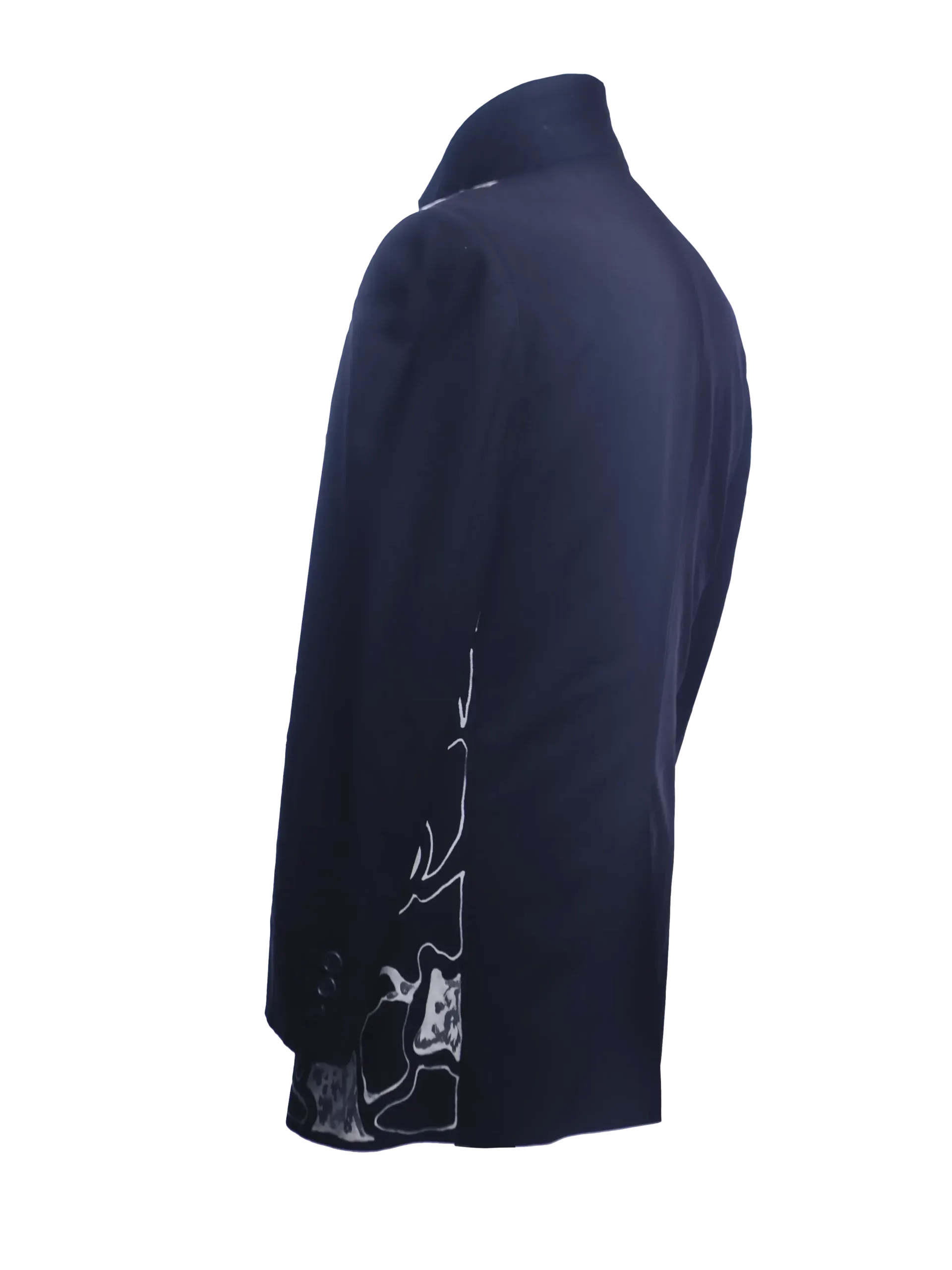 Artistic Hand-Painted Cotton Jacket With White Motifs