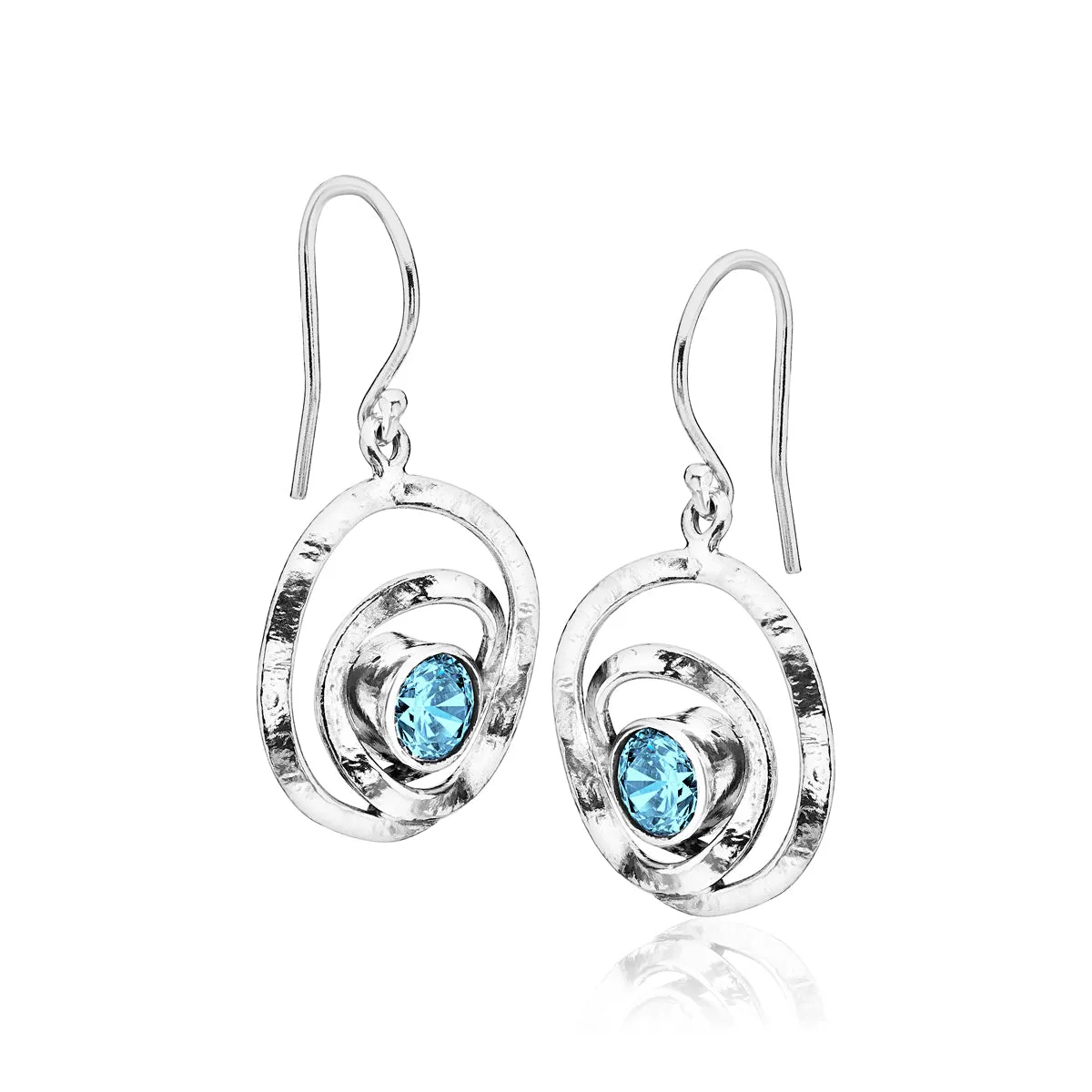 Artistic Sterling Silver Aquamarine CZ Earrings