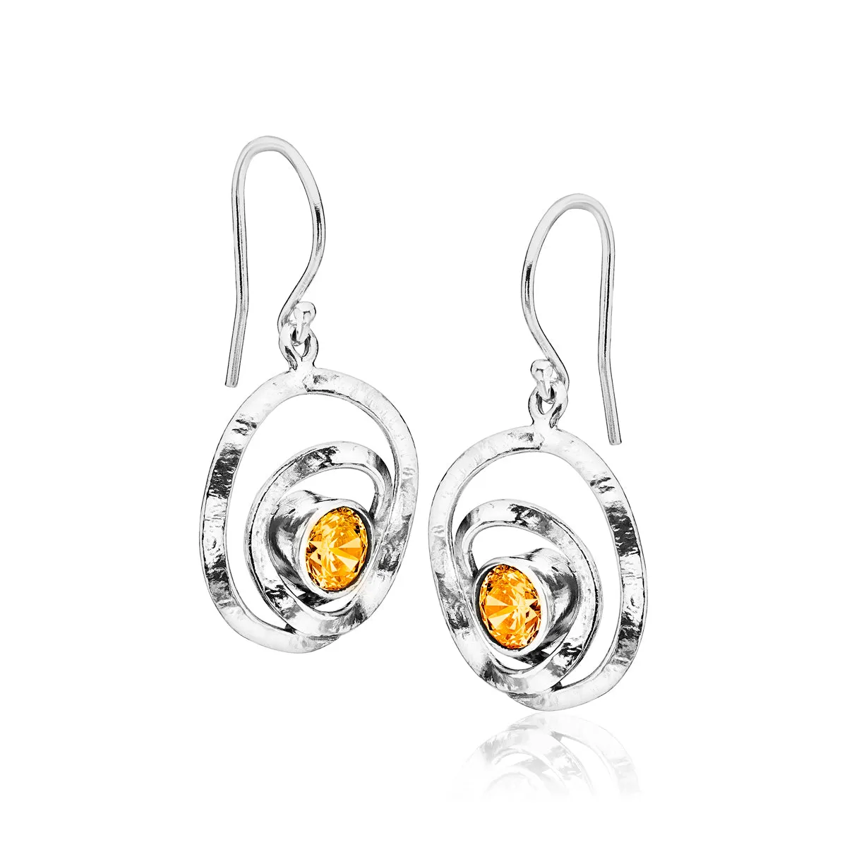 Artistic Sterling Silver Citrine CZ Earrings