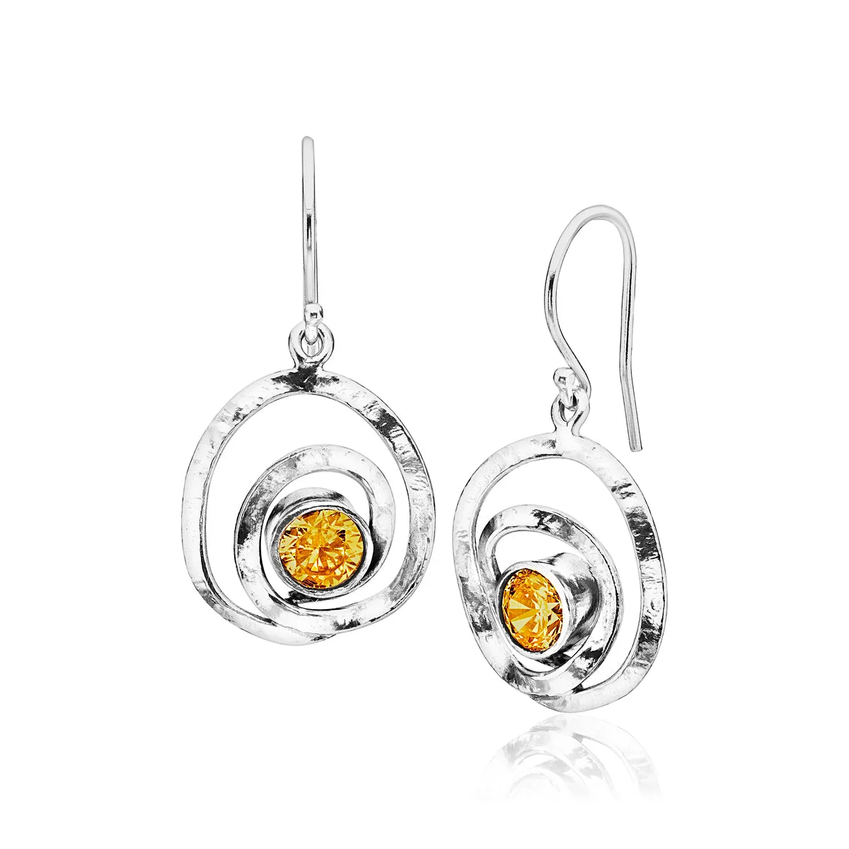 Artistic Sterling Silver Citrine CZ Earrings