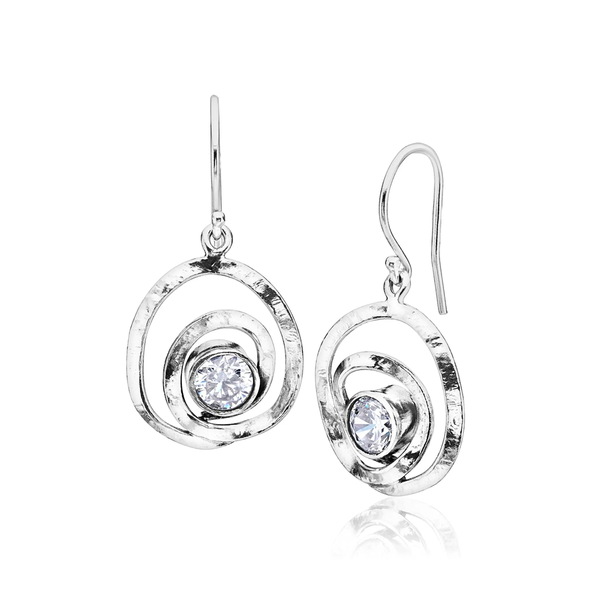Artistic Sterling Silver CZ Dangle Earrings