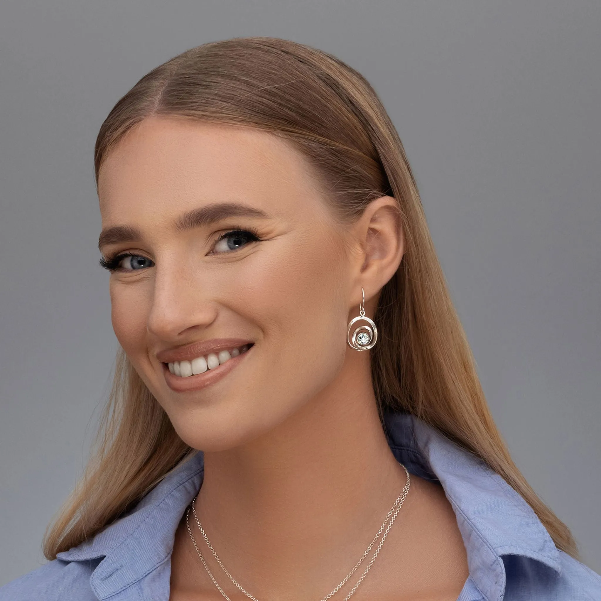 Artistic Sterling Silver CZ Dangle Earrings