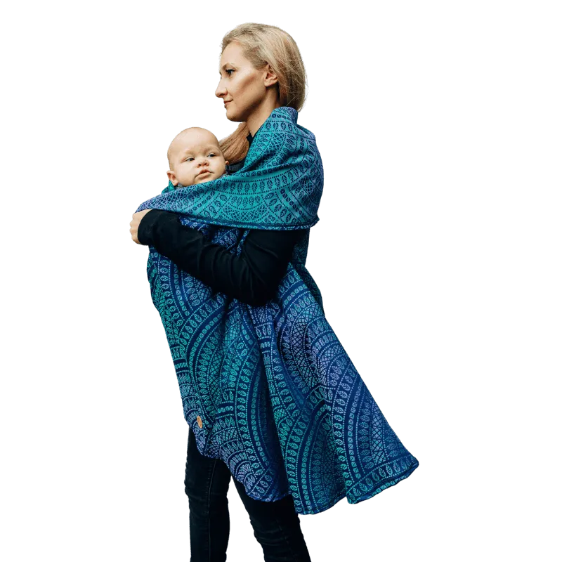 Babywearing Long Cardigan Peacocks Tail Provance by LennyLamb