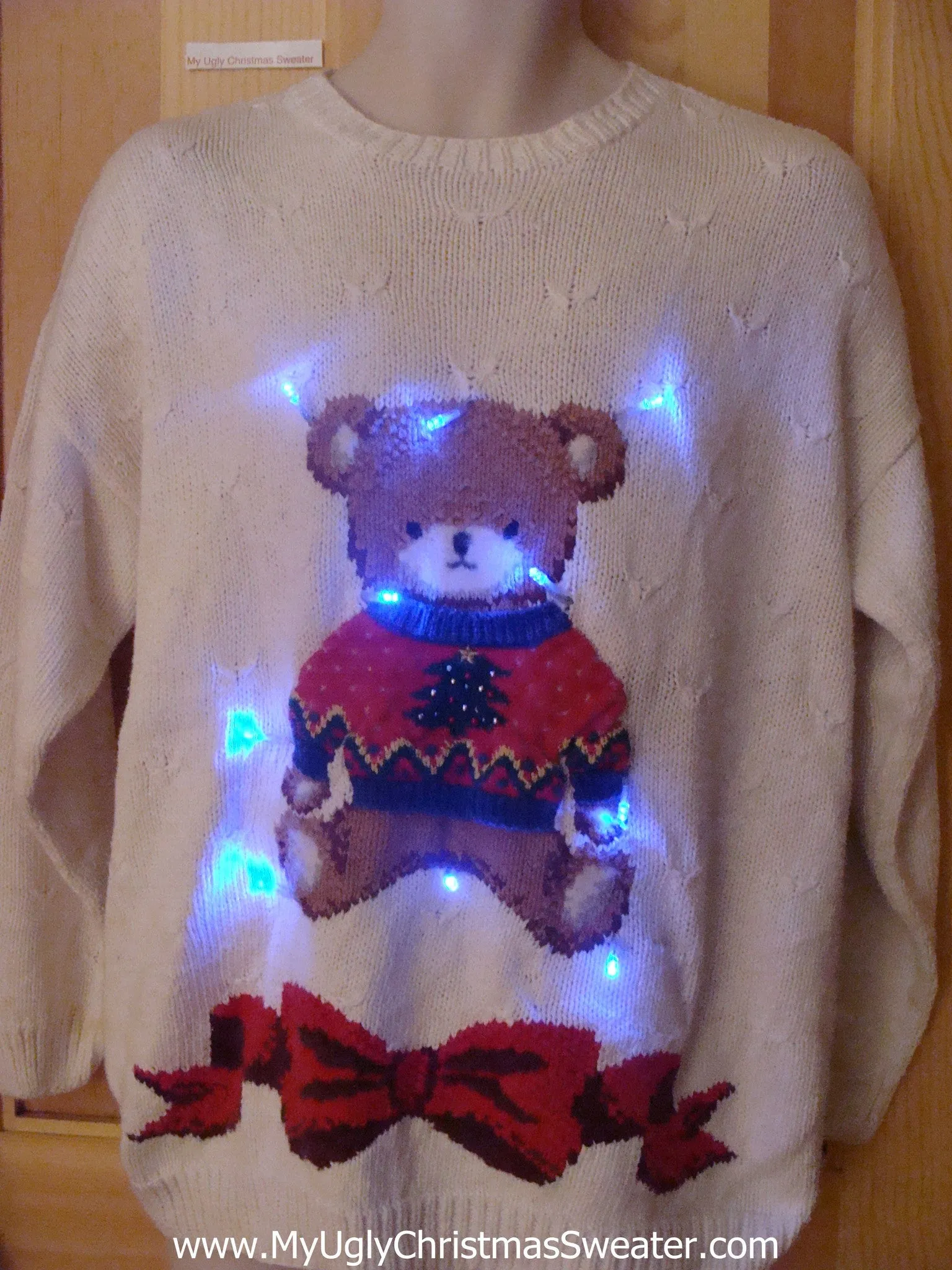 Bear Wearing Sweater Light Up Christmas Sweater