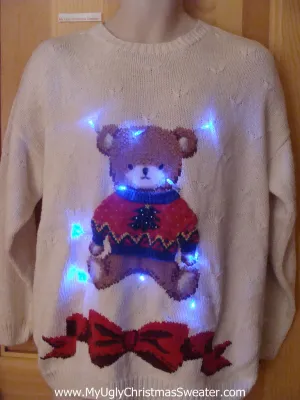 Bear Wearing Sweater Light Up Christmas Sweater