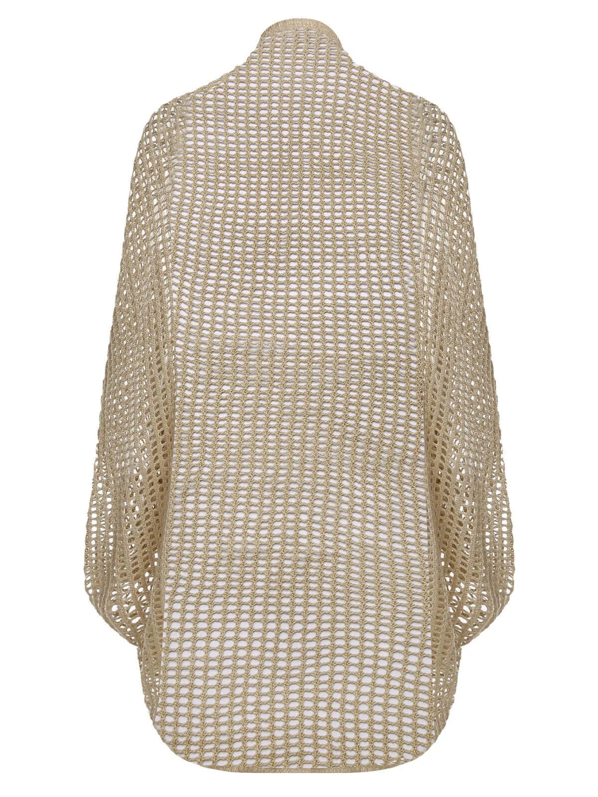 Beige 1930s Solid Crochet Hollow Knitted Cardigan