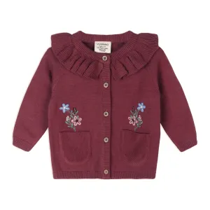 Berry Floral Knit Cardigan