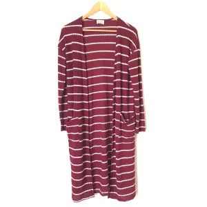 Bibi (Pink Lily) Wine Striped Cardigan- Size S