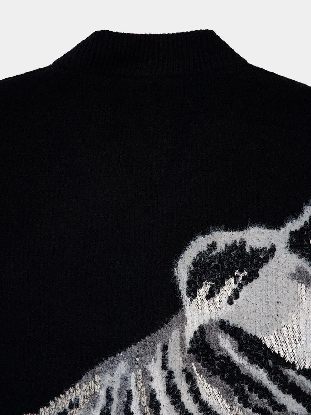 Black Graphic Knit Cardigan