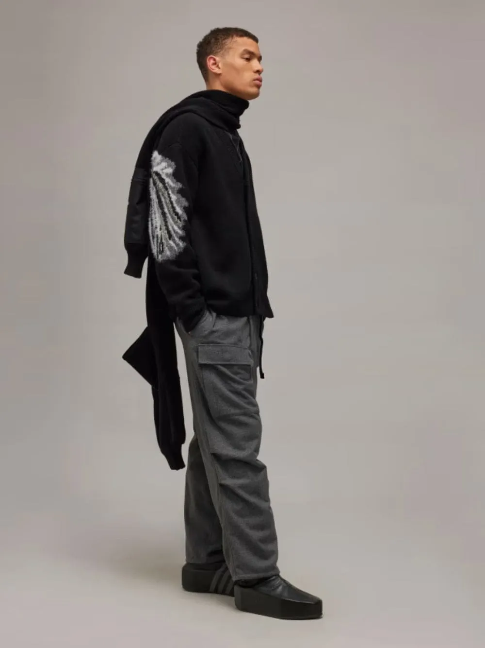 Black Graphic Knit Cardigan