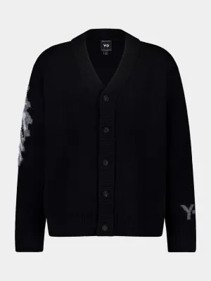 Black Graphic Knit Cardigan