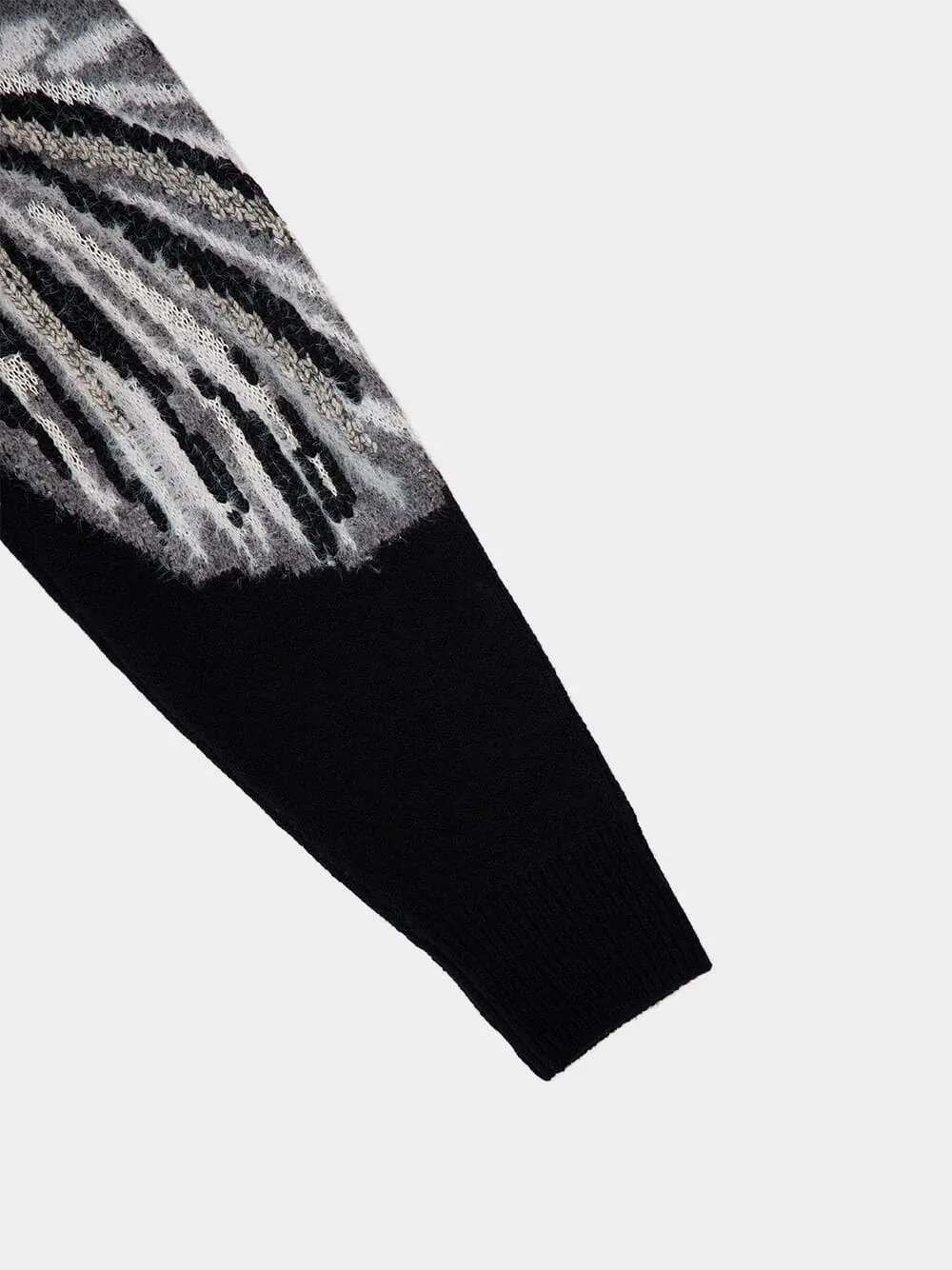 Black Graphic Knit Cardigan