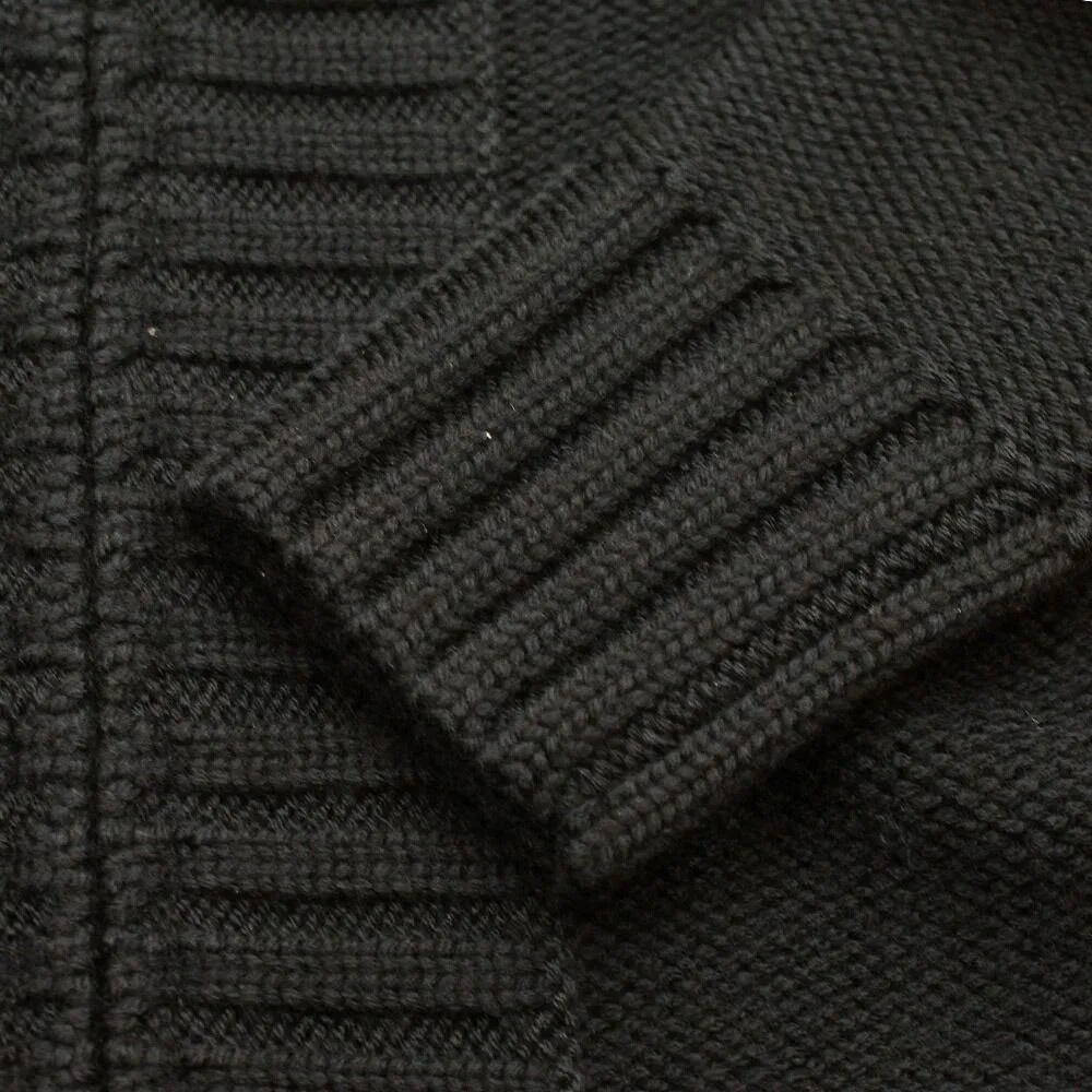 Black Knitwear Hoody Zip-up Cardigan