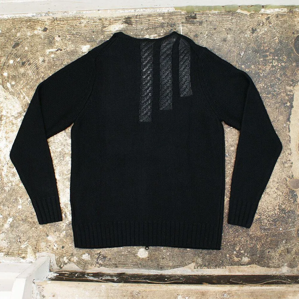 Black Knitwear Hoody Zip-up Cardigan