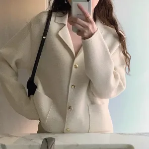 Blazer Style Cardigan with Gold Buttons