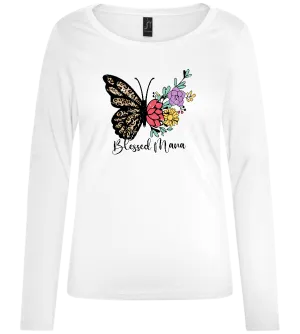 Blessed Mama Butterfly Design - Comfort women's long sleeve t-shirt