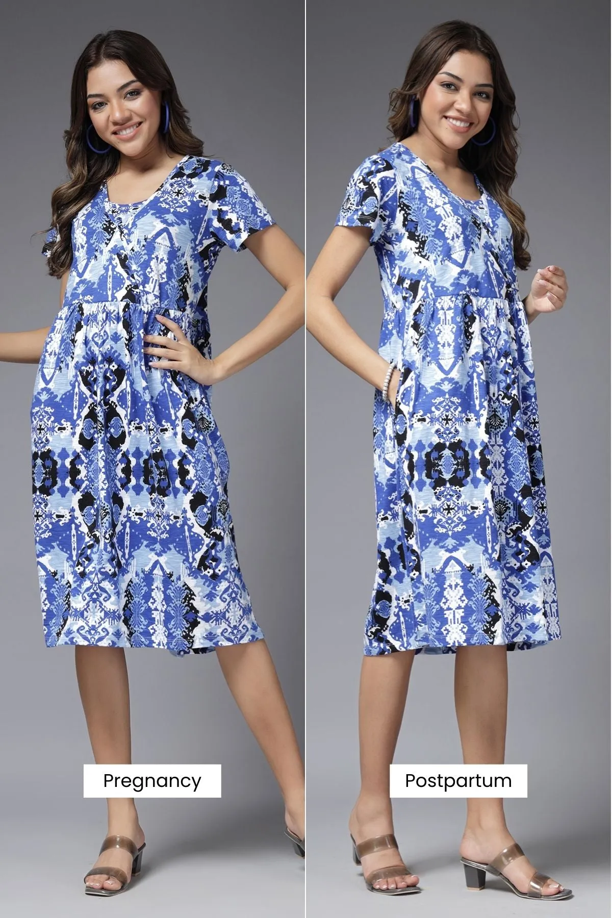 Blue Harmony Maternity and Zipless Feeding Dress