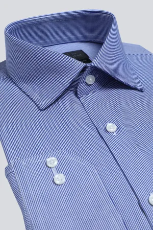 Blue Textured Formal Shirt