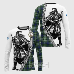 Blyth Tartan Clan Crest Long Sleeve T-Shirt with Highlander Warrior Celtic Style