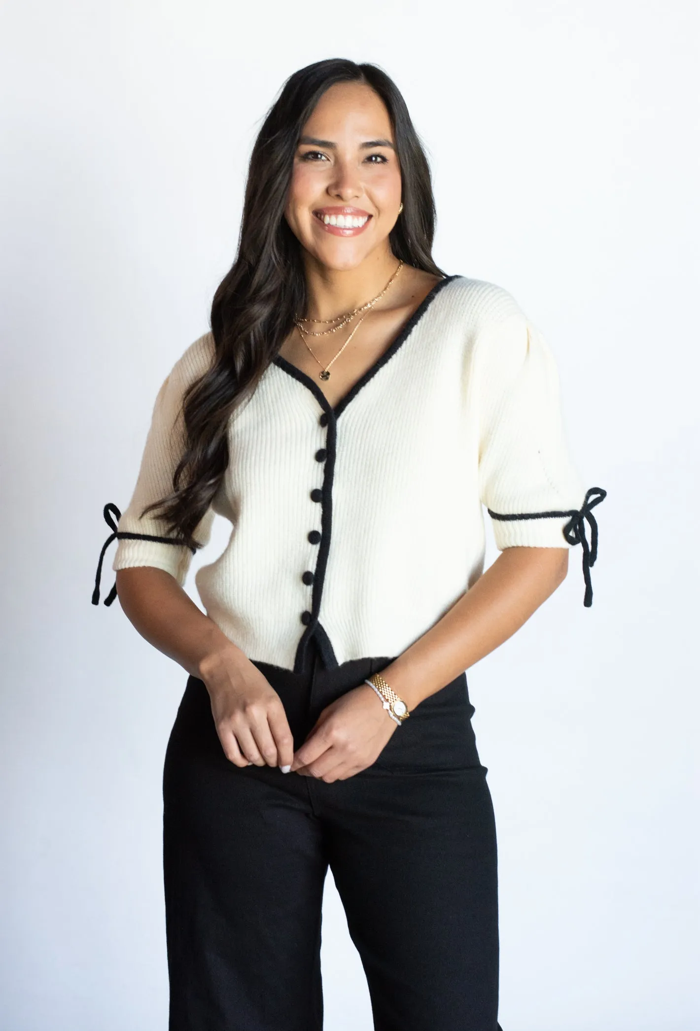 Born With It Creme Buttoned Cardigan Sweater