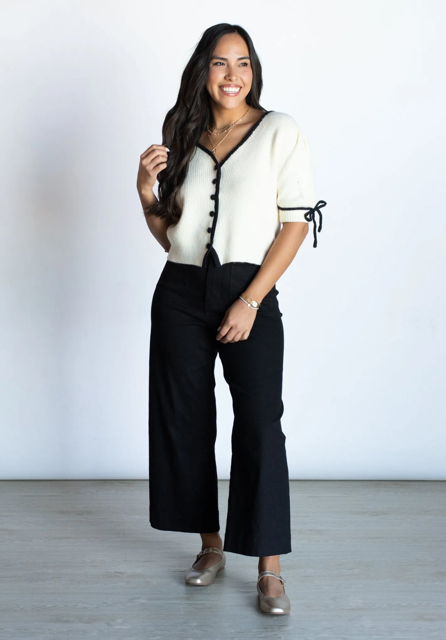 Born With It Creme Buttoned Cardigan Sweater