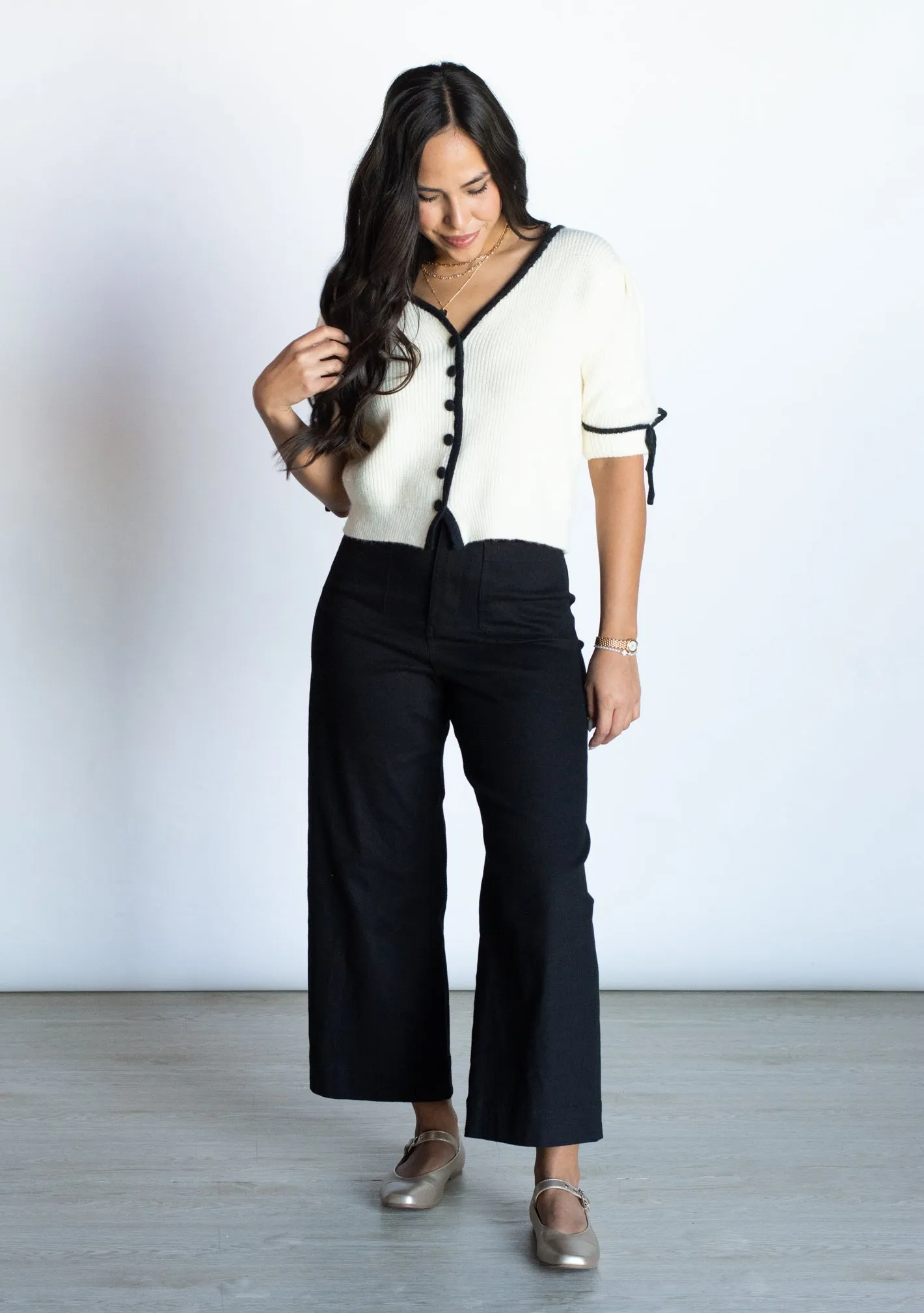 Born With It Creme Buttoned Cardigan Sweater
