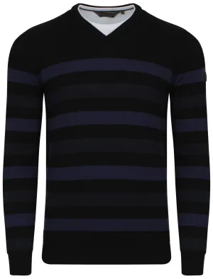 Breton V-neck stripe jumper in black - Dissident