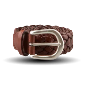 Brown Woven 25mm Leather Belt