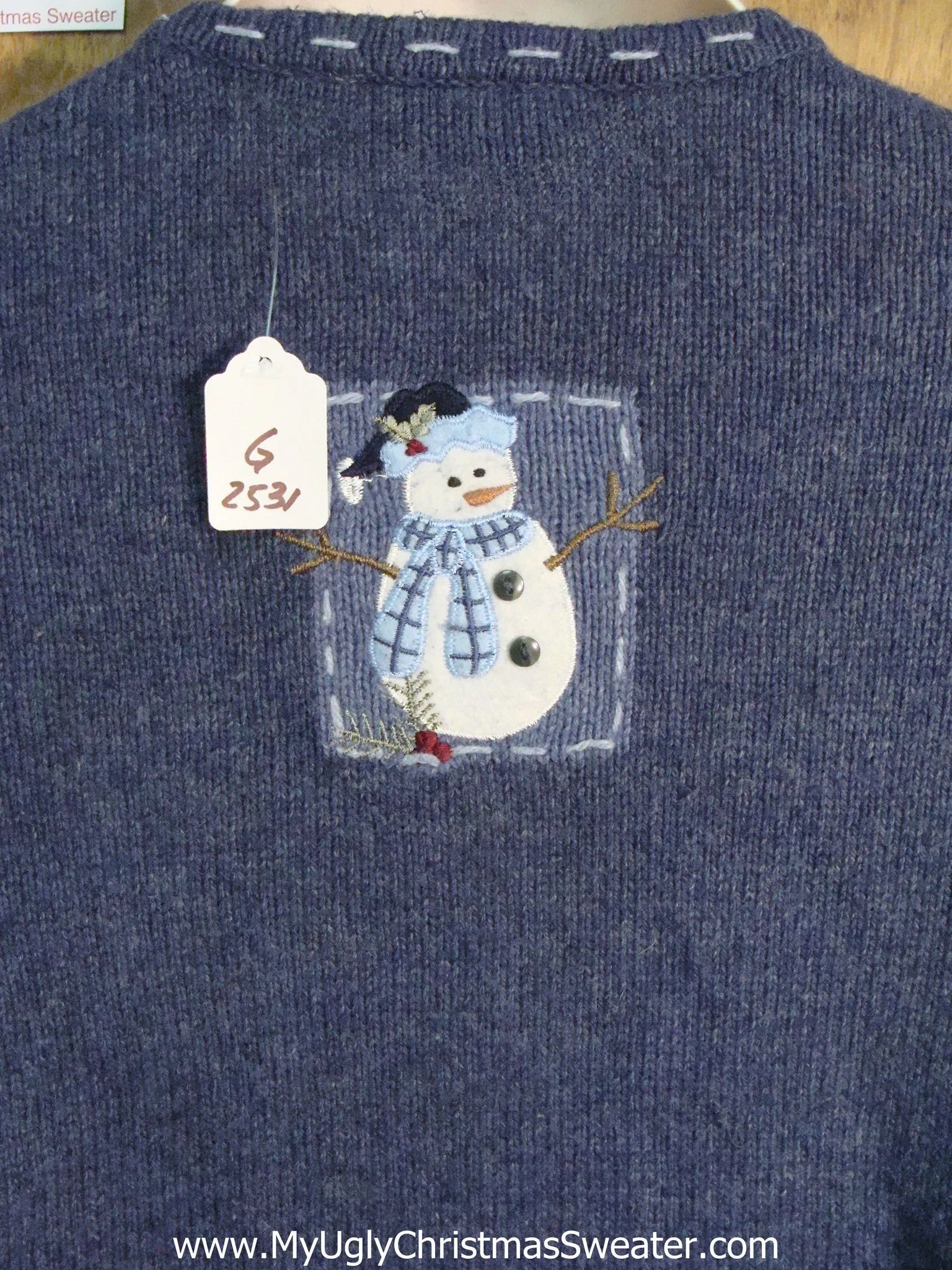 Buel Tacky Christmas Sweater with Snowmen and Lights