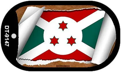 Burundi Flag Scroll Metal Novelty Dog Tag Necklace DT-9147