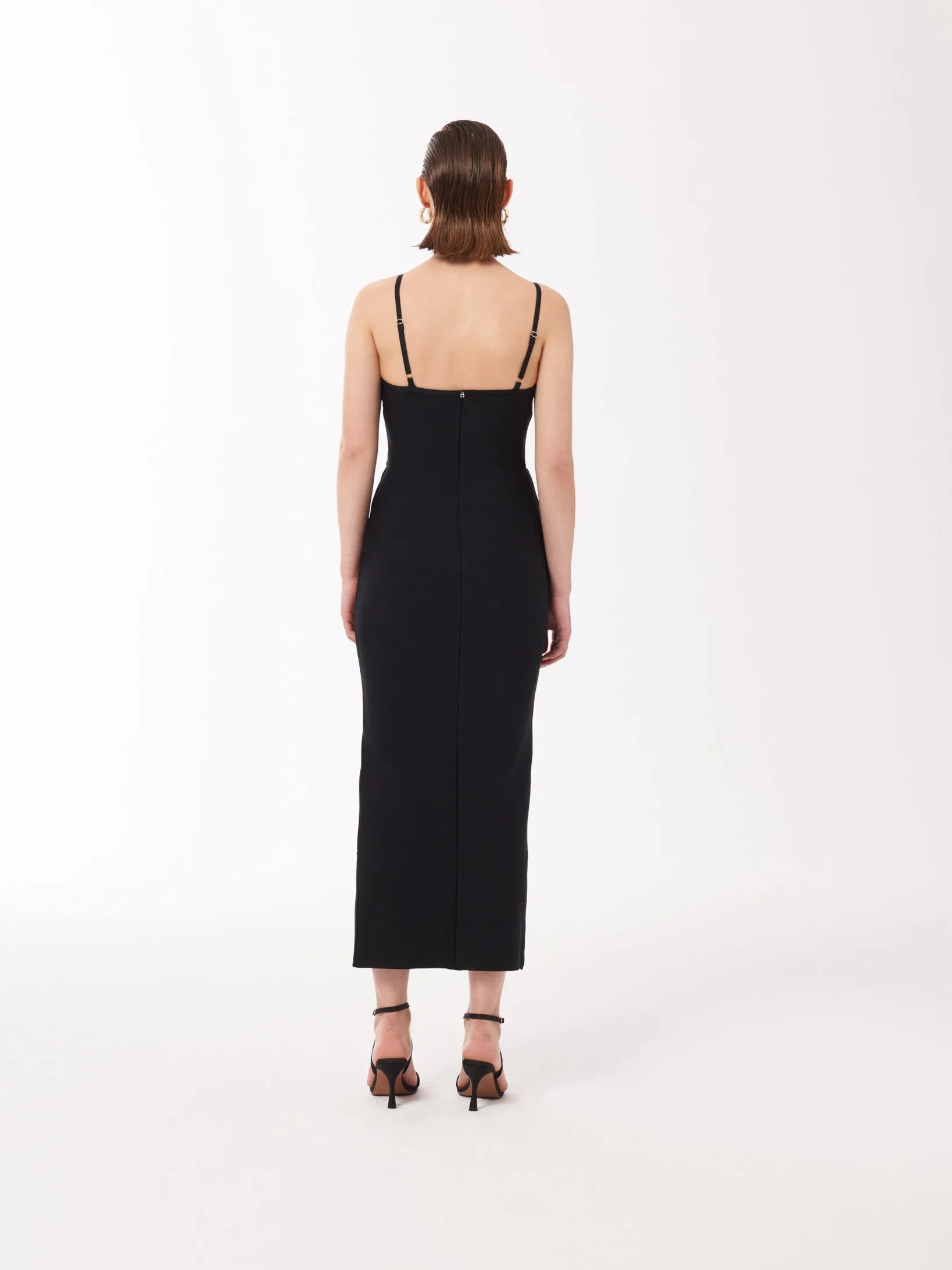 Bustier Mesh Binding Detail Dress in Black
