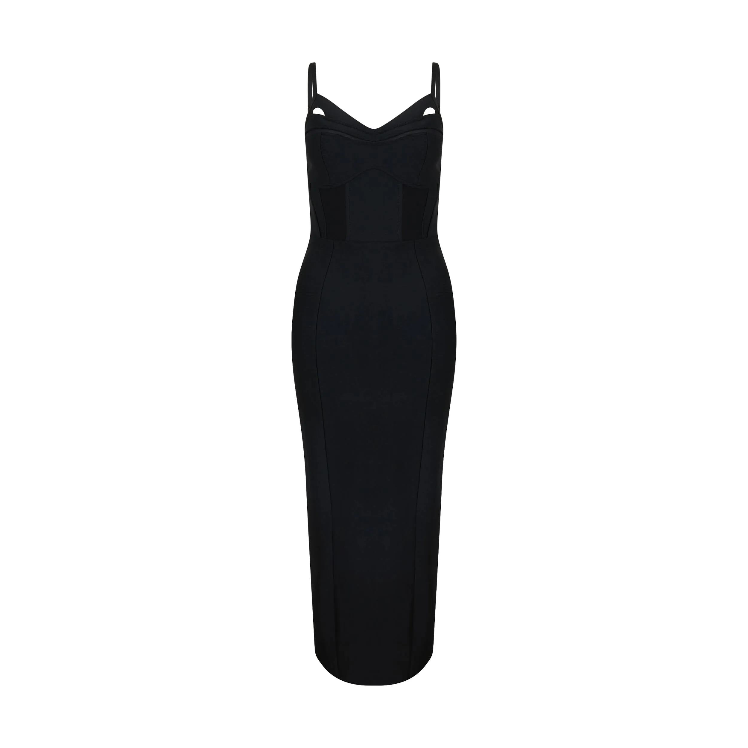 Bustier Mesh Binding Detail Dress in Black