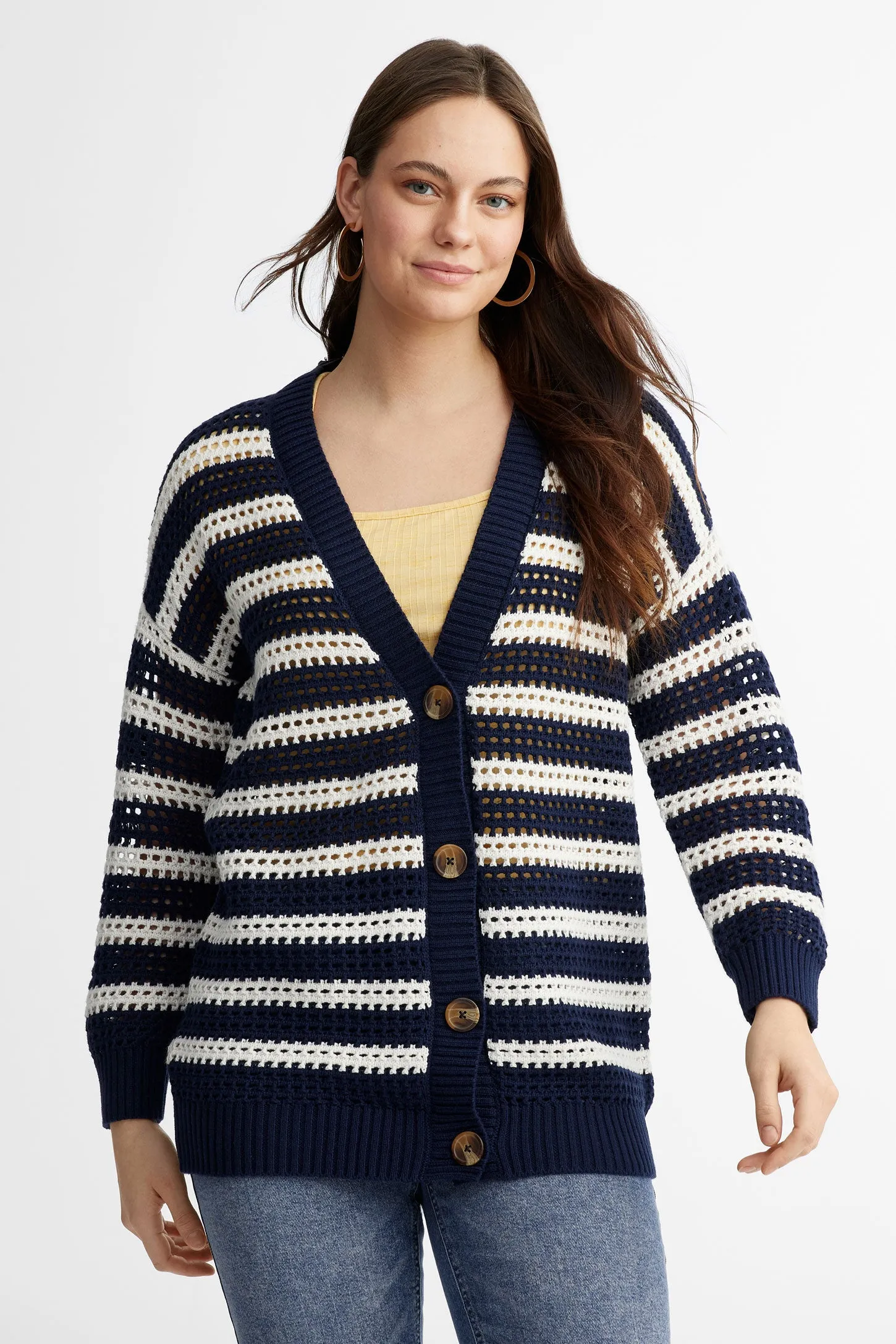 Cardigan en crochet coupe ample - Femme