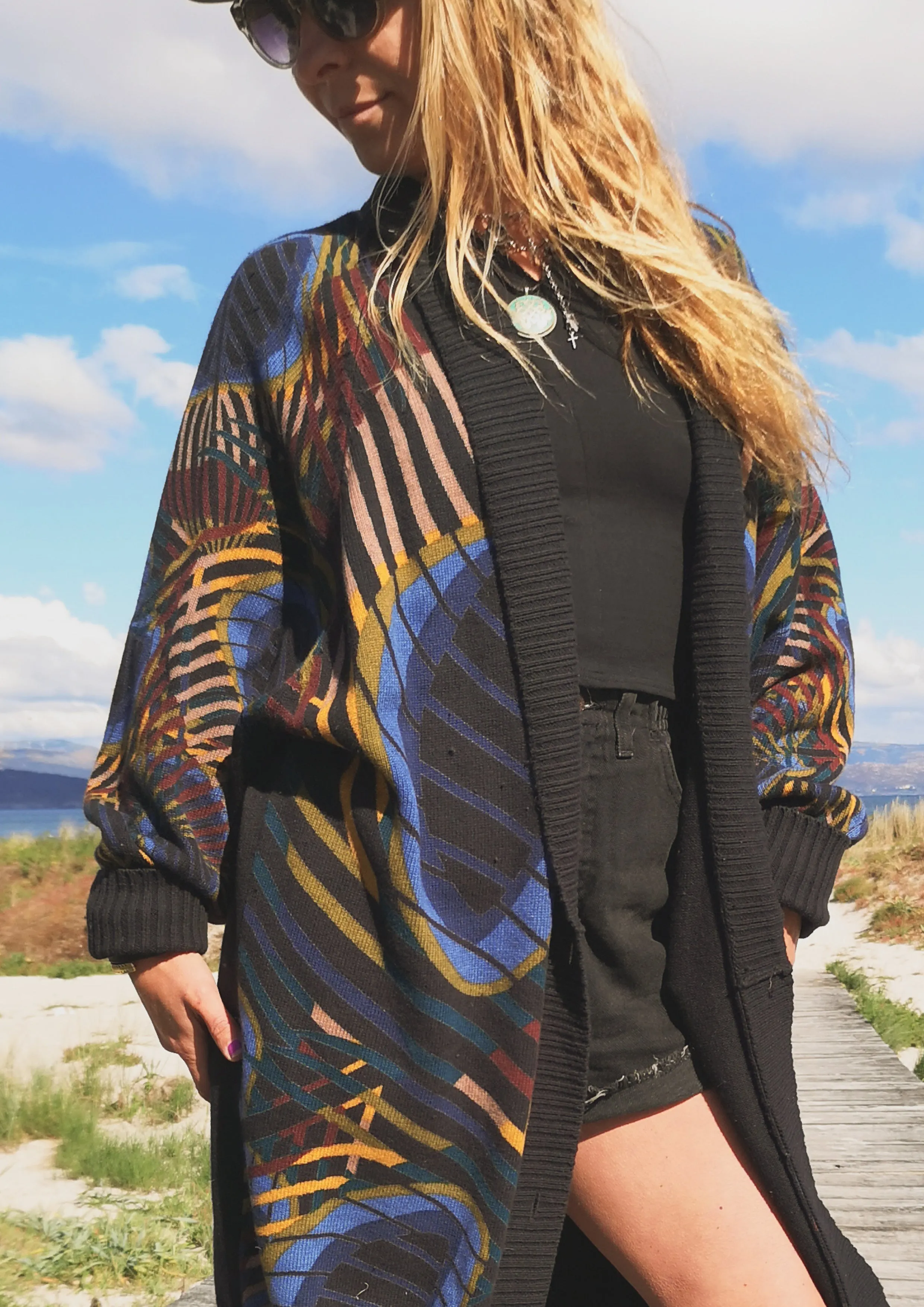 CARDIGAN - KNIT PEACOCK color
