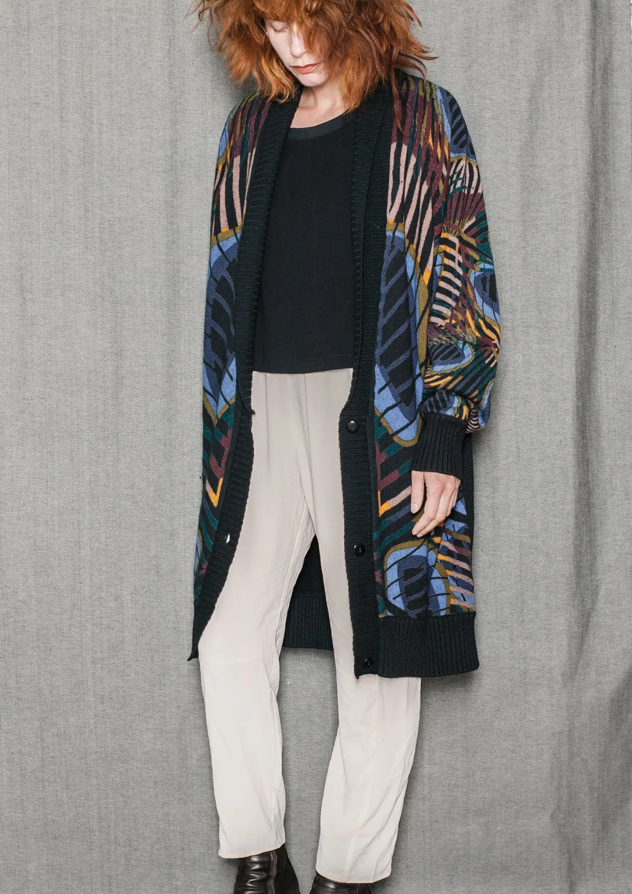CARDIGAN - KNIT PEACOCK color