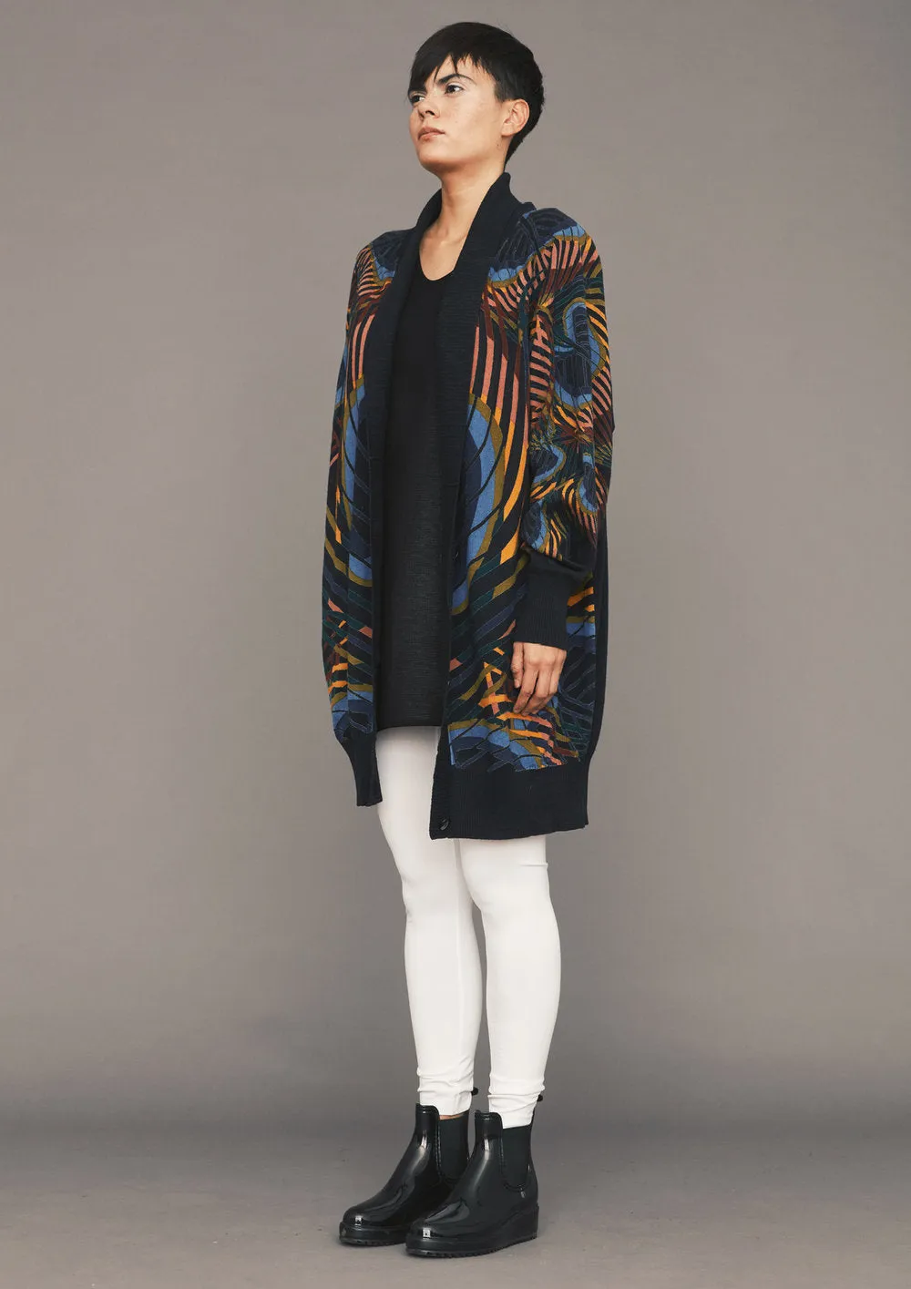 CARDIGAN - KNIT PEACOCK color